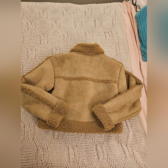 Women's Faux Shearling Jacket - Wild Fable Brown S - Picture 4 of 5